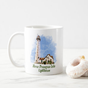 Mug Nouvelle aquarelle du phare de Presque Isle - Mich
