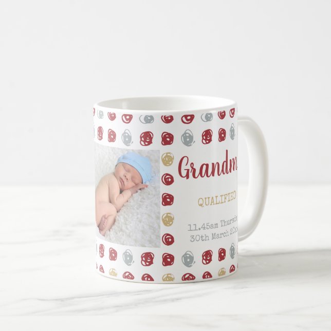 Mug Nouvelle grand-maman - 2 photos et stat faite sur (Devant droit)
