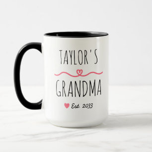 Mug Nouvelle grand-mère avec nom personnalisé, titre e