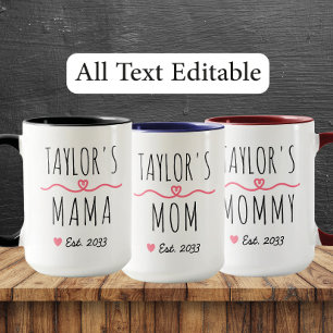 Mug Nouvelle maman avec nom personnalisé, titre et ann
