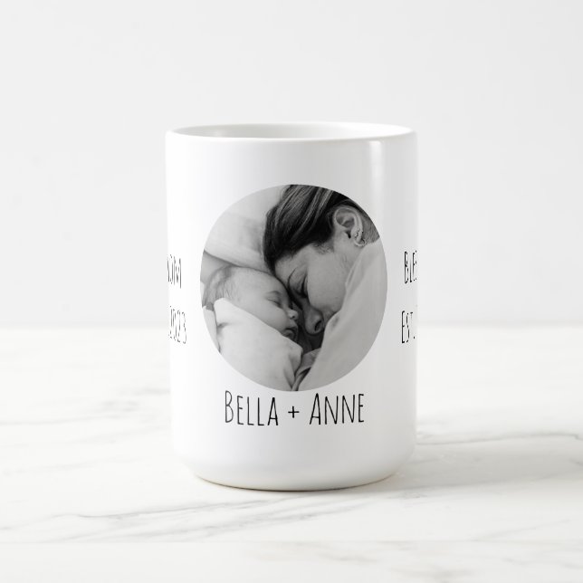 Mug Nouvelle maman|Noms personnalisés| Une photo (Centre)