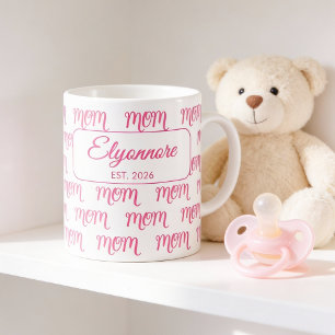 Mug Nouvelle maman personnalisée établie rose nom