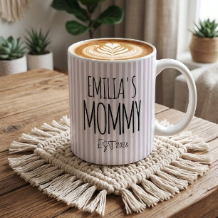 Mug Nouvelle Maman Rayures Violettes Maman Papa Pers