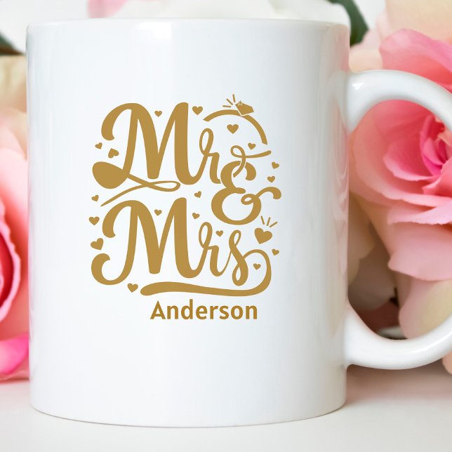 Mug Nouvelle mariée M. et Mme Gold Lettering Gift (Créateur téléchargé)