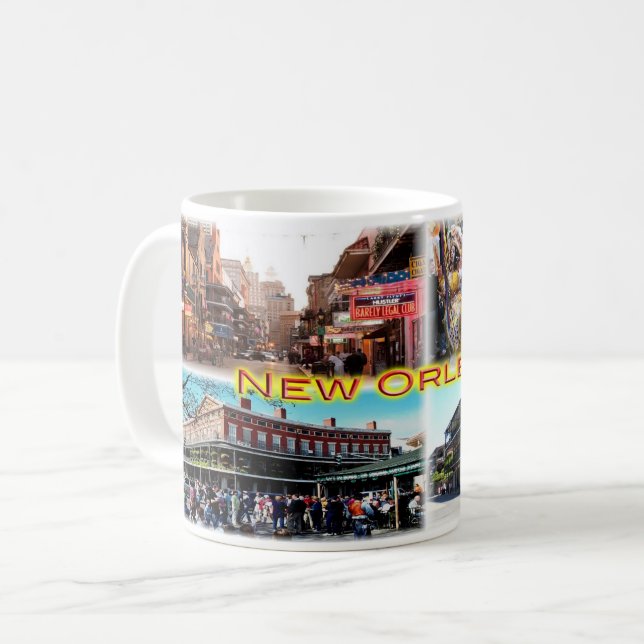 Mug Nouvelle-Orléans - Bourbon Street - Mardi Gras - (Devant gauche)