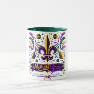 Mug Nouvelle-Orléans Mardi Gras jaune violet vert