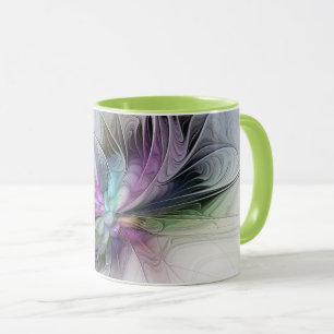Mug Nouvelle vie, art abstrait fractal de fantaisie co