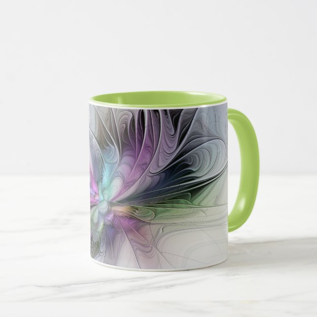 Mug Nouvelle vie, Colorful Abstrait Fractal Art Imagin (Devant droit)