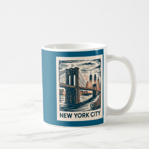 Mug Nouvelle ville de New York Pont de Brooklyn Rétro 