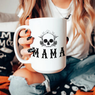 Mug NOVA Black Floral Crâne Halloween Mama