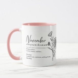 Mug Novembre Mois de naissance Fleur Chrysanthème Mini