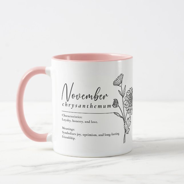 Mug Novembre Mois de naissance Fleur Chrysanthème Mini (Gauche)