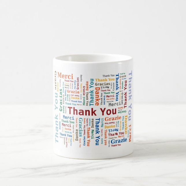 Mug Nuage de mot de Merci dans 5 langues - (Centre)