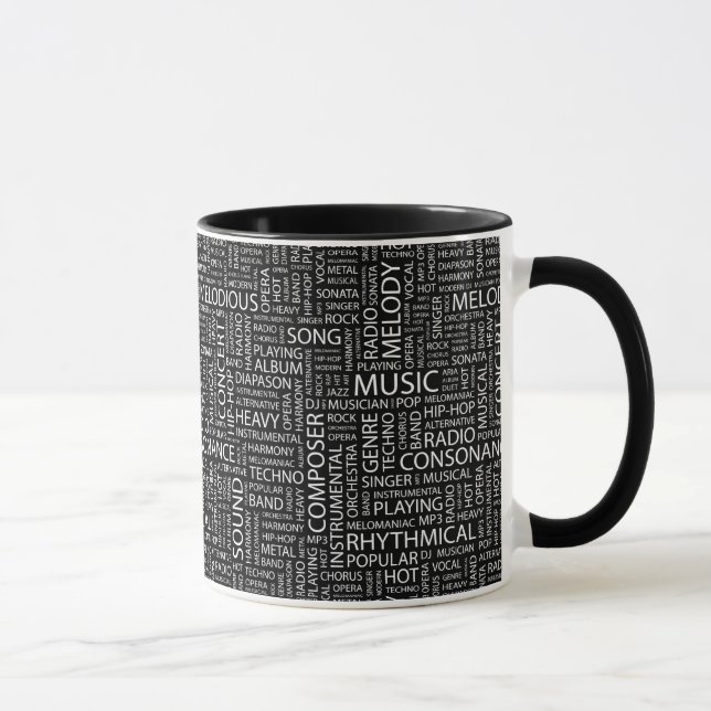 Mug Nuage de mot de motif de MUSIQUE (Droite)