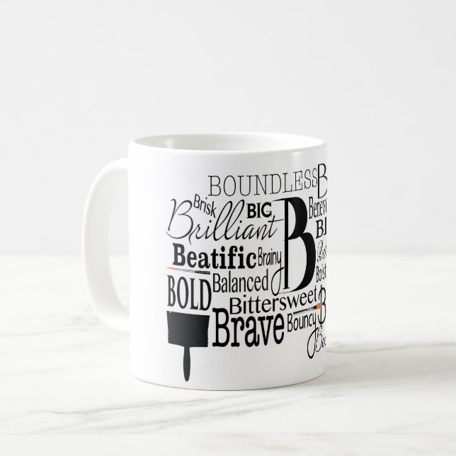 Mug Nuage de mots adjectif commençant par la lettre B (Devant gauche)