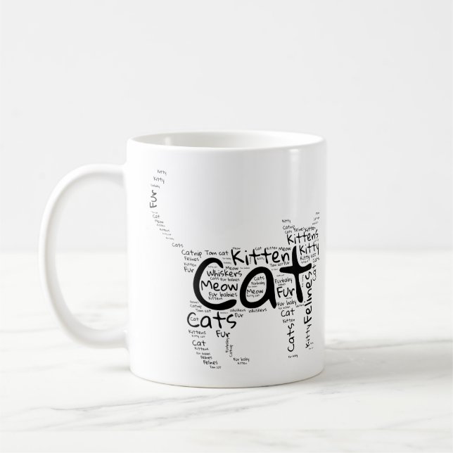 Mug Nuage de mots chat et chaton - Design unique (Gauche)