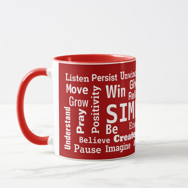 Mug Nuage de mots de motivation sur fond rouge (Gauche)