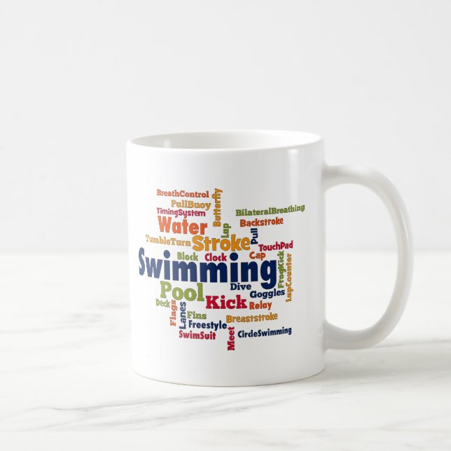 Mug Nuage de mots de natation (Droite)