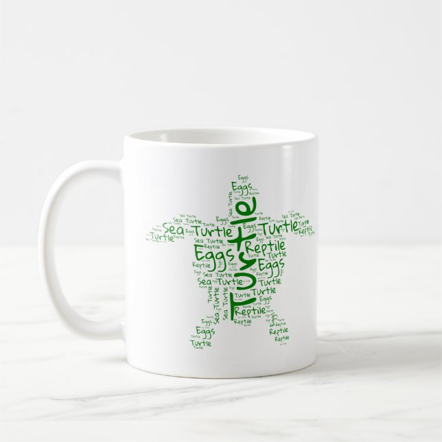 Mug Nuage de mots de tortue - Cadeau unique (Gauche)