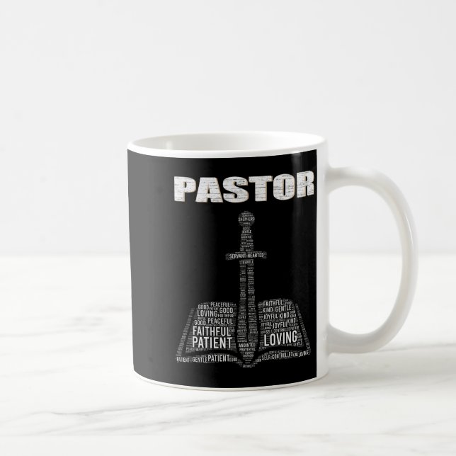 Mug Nuage de mots du ministre chrétien Église Pasteur  (Droite)