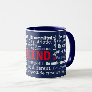 Mug nuage de mots inspirant sur bleu marine