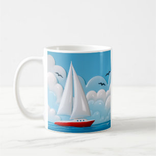 Mug Nuage de voilier rouge