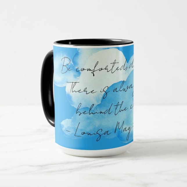 Mug "Nuages" avec Louisa May Alcott citation Café (Devant gauche)