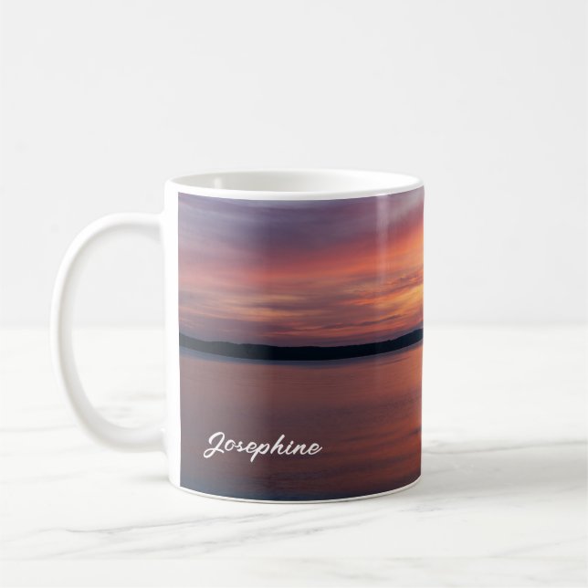 Mug Nuages de coucher de soleil orange sur l'eau du la (Gauche)
