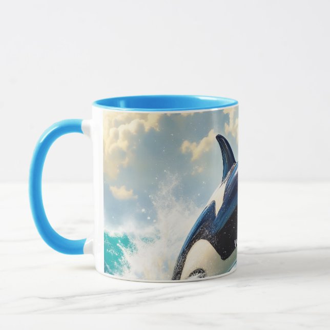 Mug Nuages de mer de dauphin mignons de fantaisie (Gauche)