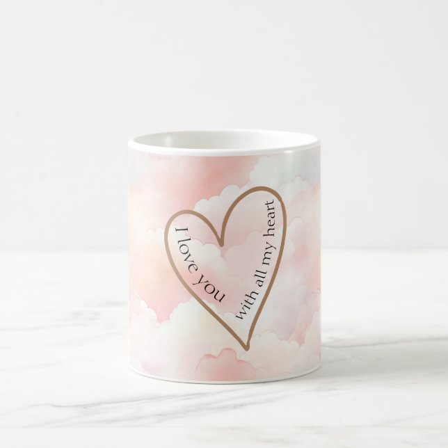 Mug Nuages roses cœur d'amour (Centre)