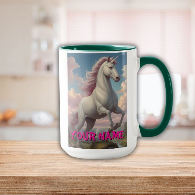 Mug Nuages Unicorne Blanc Personnalisés (Personalized White Unicorn Clouds Mug)