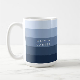 Mug Nuances de bleu - Nom de la bande horizontale
