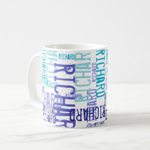 Mug Nuances de bleu typographie nom motif