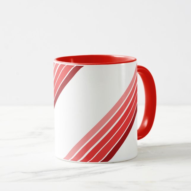 Mug - Nuances de rayures diagonales rouges (Devant droit)