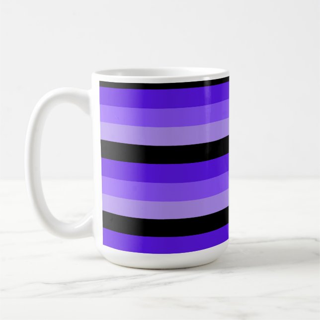 Mug Nuances de rayures violettes avec noir (Gauche)