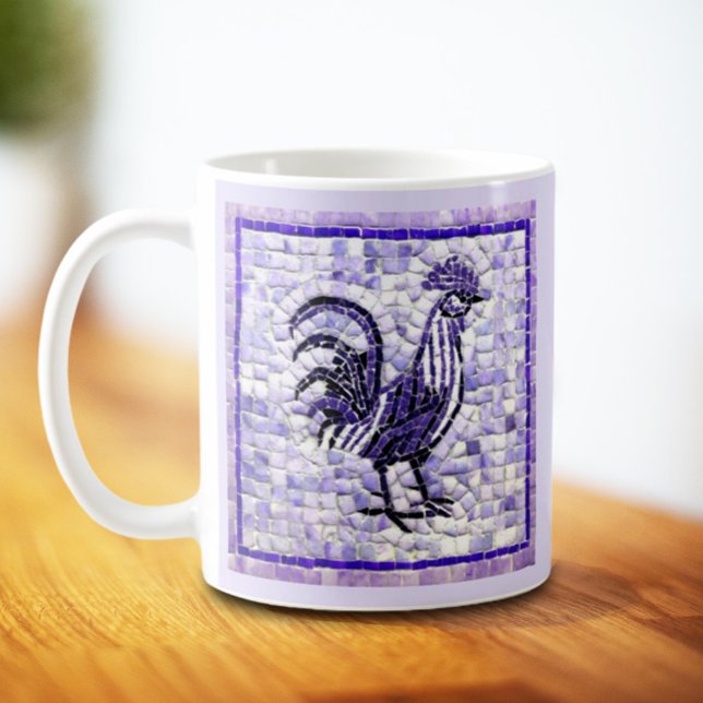 Mug Nuances de violet et de mosaïque noire Poulet Art (Créateur téléchargé)