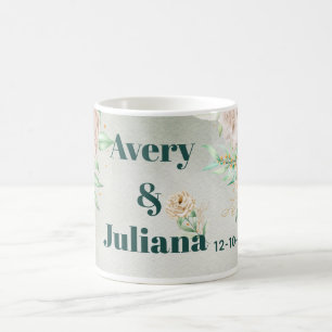 Mug Nuances Terreuses Fleurs Bohème Élégant Vert Sauge