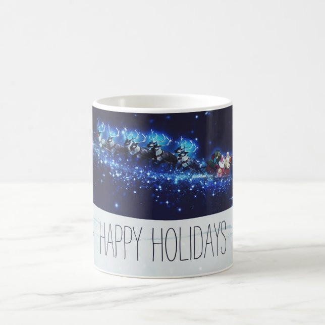 Mug Nuit Bleue avec le Père Noël, Reindeer et Sleigh (Centre)