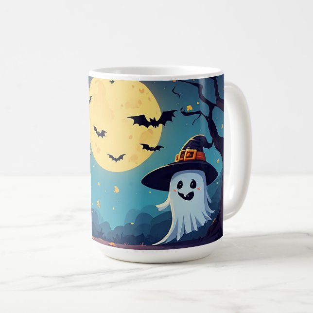 Mug Nuit de citrouille avec fantôme 🎃 (Devant droit)