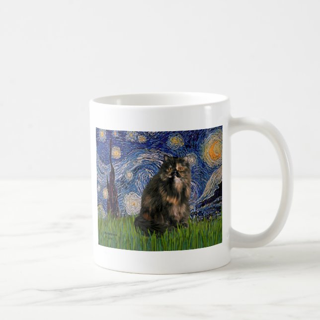 Mug Nuit étoilée - Chat calico persan (Droite)