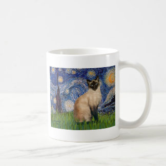 Mug Nuit étoilée - Chat siamois à pointes de phoque