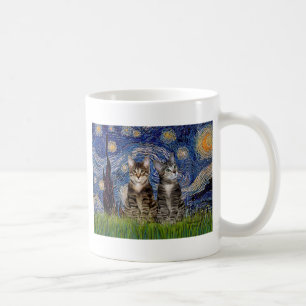 Mug Nuit étoilée - Deux chats en tigre Tabby
