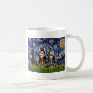 Mug Nuit étoilée - Deux chats en tigre Tabby