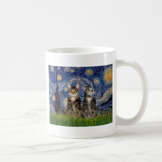 Mug Nuit étoilée - Deux chats tigrés tabby