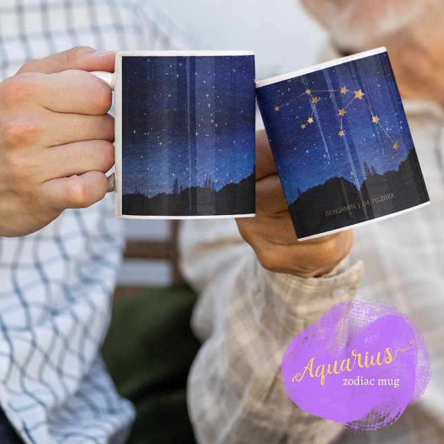 Mug Nuit étoilée Or Aquarius Constellation du zodiaque (Créateur téléchargé)