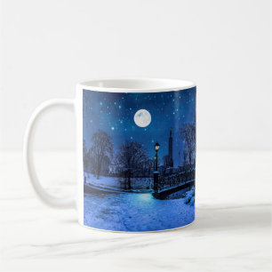 Mug Nuit magique d'hiver avec ciel étoilé et pleine lu