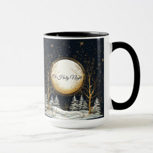 Mug Nuit Sainte Noël Pins d'Or Noir Arbres