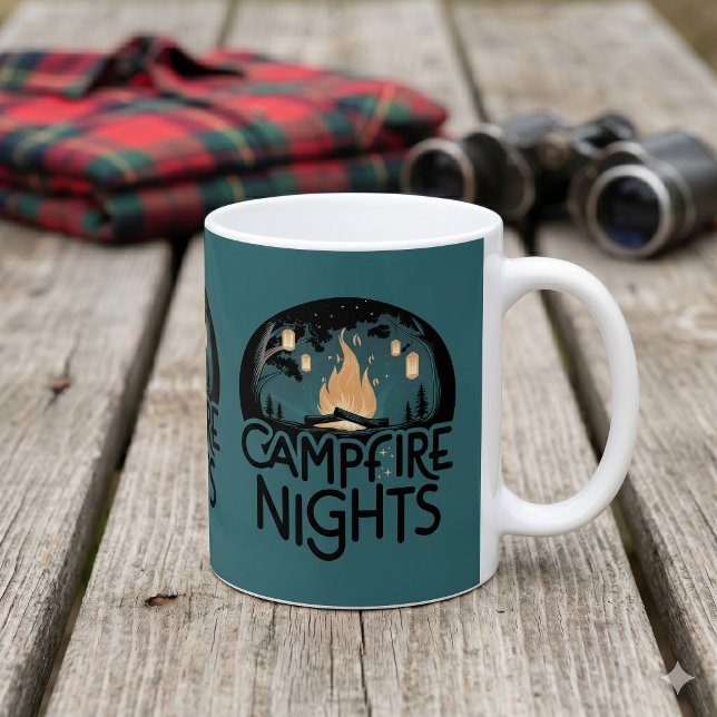 Mug Nuits confortables au coin du feu de camp Aventure (Cozy Campfire Nights Rustic Outdoor Adventure Coffee Mug)