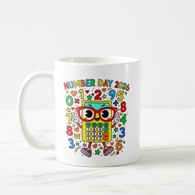 Mug Number Day 2026 Owl Calculator Math Design (Gauche)