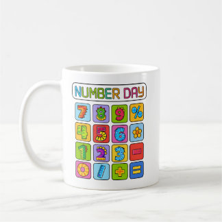 Mug Number Day Math Icons Calculator Design for Kids